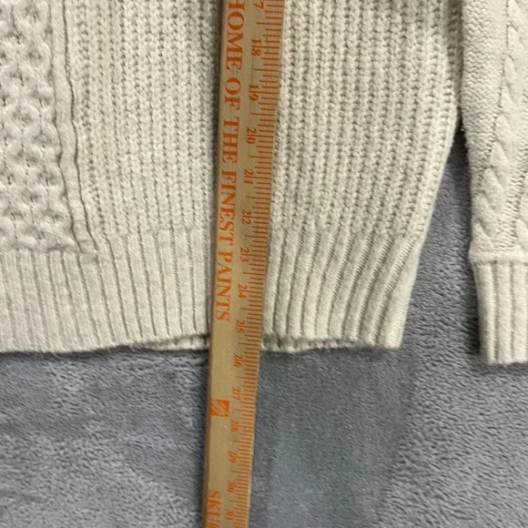 American Eagle Sweater Womens M Cream Fisherman Cable Knit‎ Pullover Cottage
